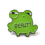 Frog with Word Really Enamel Pin, Electrophoresis Black Alloy Animal Brooch for Clothes Backpack, Green, 27x30.5x2mm(JEWB-I022-02B)