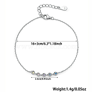 Heart Cubic Zirconia Link Bracelets, Rhodium Plated 925 Sterling Silver Cable Chains Bracelets for Women, Platinum, 6-1/4 inch(16cm)(ES9944-1)