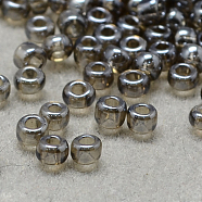 12/0 Grade A Round Glass Seed Beads, Transparent Colours Lustered, Dark Gray, 12/0, 2x1.5mm, Hole: 0.3mm(SEED-Q011-F528)