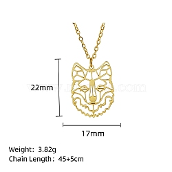 Real 18K Gold Plated Stainless Steel Pendant Necklace, Origami Animal, Tiger, 17.72 inch(45cm), Pendant: 22x17mm(GF1493-11)