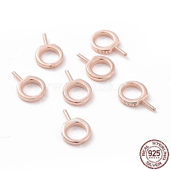 925 Sterling Silver Screw Eye Peg Bails, Ring, Rose Gold, 9x6x1mm, Hole: 4mm, Pin: 0.6mm(STER-D035-42RG)