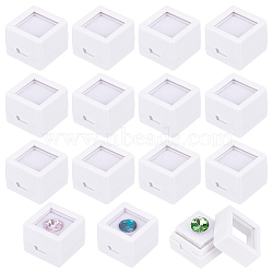 Square Plastic Loose Diamond Storage Boxes, Gemstone Display Case with Clear Acrylic Window and Sponge insideSquare Plastic Loose Diamond Storage Boxes, Gemstone Display Case with Clear Acrylic Window and Sponge inside, White, 2x2x1.6cm(CON-WH0095-49A)
