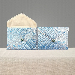 Chinese Style Gift Blessing Bags Envelope Bags, Jewelry Storage Pouches for Wedding Party Candy Packaging, Rectangle, Light Sky Blue, 12x9cm(PW-WG71878-01)