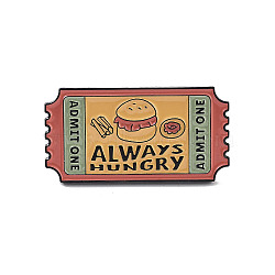 Rectangle Stamp Always Hungry Zinc Alloy Enamel Brooch, for Backpack Clothes, Salmon, 16x30.5x1.5mm(JEWB-C028-01D-EB)