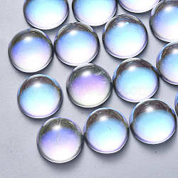 Transparent Glass Cabochons, AB Color Plated, Half Round/Dome, Clear AB, 14x7mm(X-GLAA-S190-013A-D01)