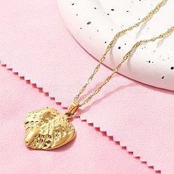 Summer Beach 304 Stainless Steel Pendant Rope Chain Necklaces for Women, Real 18K Gold Plated, Leaf, 15.55 inch(39.5cm), Pendant: 28x25mm.(STAS-Z108-01G-03)