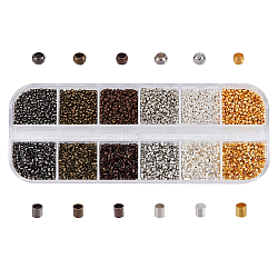 Brass Crimp Beads, Tube & Flat Round, Mixed Color, 150x50x15mm(KK-PH0035-71)