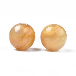 Opaque Acrylic Beads, Two Tone Color, with Glitter Powder, Round, Goldenrod, 19.5x19mm, Hole: 2.5mm, about 110pcs/500g(MACR-N009-014C-11)
