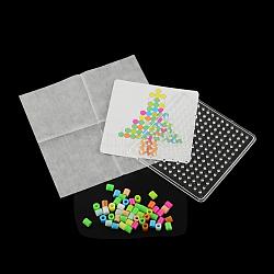 Christmas Tree Square DIY Melty Beads Fuse Beads Sets: Fuse Beads, ABC Pegboards, Pattern Paper and Ironing Paper, Colorful, 8x8cm(DIY-R064-03)