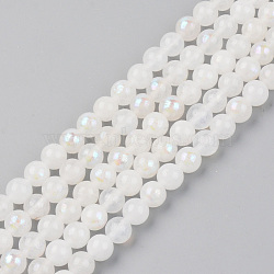 Electroplated Natural Moonstone Beads Strands, Round, 6mm, Hole: 1mm, about 61pcs/strand, 14.96 inch(38cm)(G-S369-012B-C)