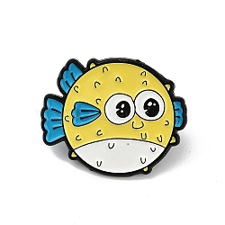 Cartoon Sea Animal Enamel Pins, Alloy Brooch for Backpack Clothes, Yellow, Fish, 25x30.5mm(JEWB-R001-01EB-04)