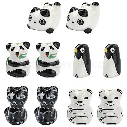 10Pcs 5 Styles Handmade Porcelain Beads, Hand Painted Ceramic Beads, Animal, Famille Rose Porcelain, Mixed Shapes, 16~24x9~16.5x10~21mm, Hole: 1.4~2.5mm, 2pcs/style(PORC-CJ0001-41)