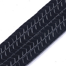 Spray Painted Non-magnetic Synthetic Hematite Beads Strands, Arrow/Chevron, Black, 5.5x6x2mm, Hole: 0.7mm, about 107pcs/strand, 16.1 inch(X-G-T124-06I)