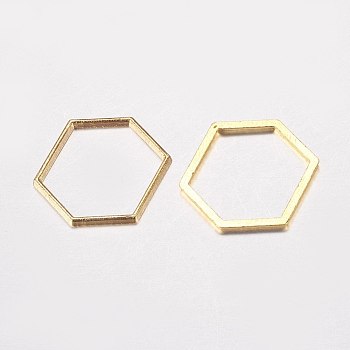 Alloy Linking Rings, Hexagon, Golden, 18x20x1mm