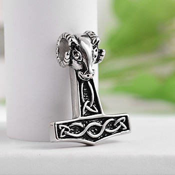 Anchor with Cattle Head 304 Stainless Steel Pendants, Antique Silver, 31.5x23.5x10mm, Hole: 5mm