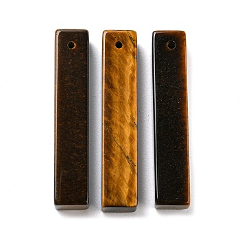 Natural Tiger Eye Pendants, Rectangle Charms, 38~41x7.5~8x7.5~8mm, Hole: 1.5mm