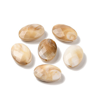 Two Tone Opaque Acrylic Beads, Imitation Gemstone, Oval, BurlyWood, 18.5x13x6.5mm, Hole: 1.8mm, about 537Pcs/500G