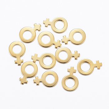 201 Stainless Steel Charms, Female Symbol, Golden, 11x7.5x0.8mm, Hole: 4mm