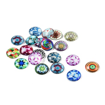 Glass Cabochons, Marble Pattern, Half Round/Dome, Mixed Color, 12x4mm