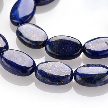 Natural Lapis Lazuli Beads Strands, Flat Oval, Dyed, 18x13x6mm, Hole: 1mm, about 23pcs/strand, 16.1 inch