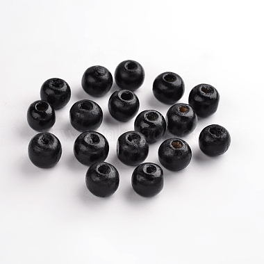 10mm Black Round Wood Beads
