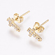 Brass Micro Pave Cubic Zirconia Stud Earrings(X-EJEW-F125-05G)-1