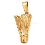 Ion Plating(IP) 304 Stainless Steel Pendants, Badminton Charms, Golden, 27x15mm, Hole: 9x4mm(STAS-Z113-19G)