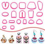 Plastic Molds, Clay Cutters, Clay Modeling Tools, for Earring Making, Mixed Shapes, Camellia, 24.5~51.5x17.5~57.5x15.5mm, 18pcs/set(DIY-WH0661-53A-01)