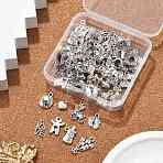 72Pcs 12 Styles Tibetan Style Alloy Pendants, Lead Free & Cadmium Free, Mixed Shapes, Antique Silver, 8.5~21.5x7.5~14x1~9mm, Hole: 1~2mm, 6pcs/style(FIND-FP0001-24)