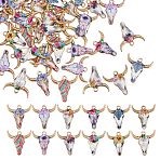 48Pcs 12 Colors Printed Alloy Pendants, with Enamel, Light Gold, Cattle Head, Mixed Color, 22x21x2.5mm, Hole: 1.8~2mm, 4pcs/color(ENAM-HS0001-01)