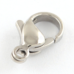 Tarnish Resistant Polished 316 Surgical Stainless Steel Lobster Claw Clasps, Parrot Trigger Clasps, Stainless Steel Color, 12x7x3.5mm, Hole: 1mm(STAS-R072-13A)