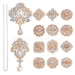 DIY Alloy Crystal Rhinestone Brooch Making Kits, Golden, 97x68x5mm(DIY-GA0008-43)