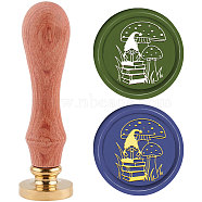 Brass Wax Seal Stamp with Handle, for DIY Scrapbooking, Mushroom Pattern, 3.5x1.18 inch(8.9x3cm)(AJEW-WH0184-0225)