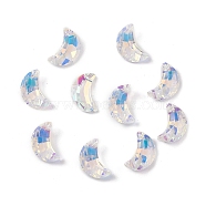 Electroplate Transparent Glass Pendants, Back Plated, Faceted, Crescent Moon Charms, Clear, 20x13x6mm, Hole: 1.2mm(X-GLAA-A008-10A)