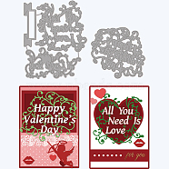2Pcs 2 Styles Valentine's Day Theme Carbon Steel Cutting Dies Stencils, for DIY Scrapbooking, Photo Album, Decorative Embossing Paper Card, Stainless Steel Color, Heart Pattern, 8.6~10.1x8.2~12.5x0.08cm, 1pc/style(DIY-WH0309-652)