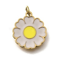 304 Stainless Steel Enamel Charms, with Jump Ring, Flower Charm, Real 18K Gold Plated, Ion Plating(IP), Yellow, 14x12x1.5mm, Hole: 3mm(STAS-R153-45G)