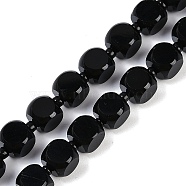 Natural Black Onyx(Dyed & Heated) Beads Strands, Dice, 7.5x7.5~8x7.5~8mm, Hole: 1mm, about 39pcs/strand, 14.96''(38cm)(G-B125-F01-01)