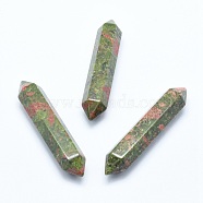 Natural Unakite No Hole Beads, Healing Stones, Reiki Energy Balancing Meditation Therapy Wand, Faceted, Double Terminated Point, 51~55x10.5~11x9.5~10mm(G-G760-J02)