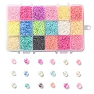 450G 18 Colors 12/0 Grade A Round Glass Seed Beads, Transparent Inside Colours, Luster Plated, Mixed Color, 2.3x1.5mm, Hole: 1mm, 25g/color, about 48000pcs/box(SEED-JP0012-07-2mm)