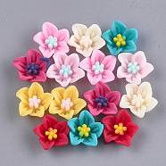Resin Cabochons, Flower, Mixed Color, 13x13.5x5mm(CRES-T010-29)