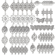 Tibetan Style Alloy Links Connectors, Antique Silver, 24x17.5x1mm, Hole: 2mm, 100pcs/box(TIBE-SC0001-22AS)