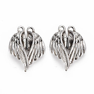 Alloy Magnetic Clasps with Loops, Rack Plating, Cadmium Free & Nickel Free & Lead Free, Wing, Antique Silver, 26x19x6.5mm, Hole: 1.8mm(PALLOY-S143-23AS)