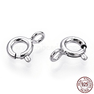 Rhodium Plated 925 Sterling Silver Spring Ring Clasps, with 925 Stamp, Real Platinum Plated, 9x5.5x1mm, Hole: 1.6mm(STER-T004-81A-P)