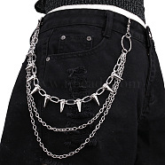 Aluminum & Alloy Spike Rivets 3 Layer Trousers Chains, Punk Style Decorative Belt Chains, Platinum, 350mm(WGE957A-01)