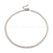 304 Stainless Steel Cobs Chain Necklaces, with Heart Link Chain Extender and Lobster Claw Clasps, Stainless Steel Color, 13.78 inch(35cm)(NJEW-JN02982-01)