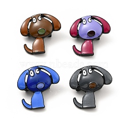 Puppy Dog Enamel Pin, Electrophoresis Black Alloy Animal Brooch for Backpack Clothes, Cadmium Free & Lead Free, Mixed Color, 25x25x5mm, Pin: 0.7mm(JEWB-I019-03EB)