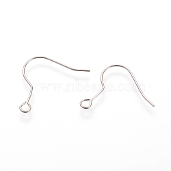 Tarnish Resistant 304 Stainless Steel Earring Hooks, with Horizontal Loop, Stainless Steel Color, 21x21mm, Hole: 2.5mm, 20 Gauge, Pin: 0.8mm(STAS-T013-02)