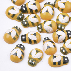 Spray Painted Wooden Cabochons, Printed, Bees, Gold, 12~13x8~9x4~5mm(WOOD-Q033-04A)