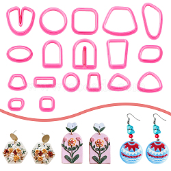 Plastic Molds, Clay Cutters, Clay Modeling Tools, for Earring Making, Mixed Shapes, Camellia, 24.5~51.5x17.5~57.5x15.5mm, 18pcs/set(DIY-WH0661-53A-01)