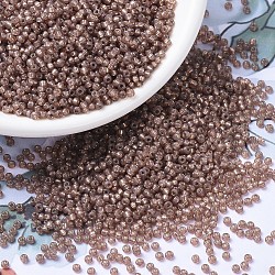 MIYUKI Round Rocailles Beads, Japanese Seed Beads, 11/0, (RR641) Dyed Rose Bronze Silverlined Alabaster, 2x1.3mm, Hole: 0.8mm, about 1111pcs/10g(X-SEED-G007-RR0641)